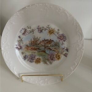 Vintage Pastoral Floral White Porcelain Dinner Plate